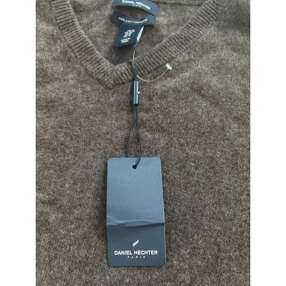 Daniel Hector 100% Cashmere Brown V-Neck Sweater NWT - Picture 2 of 8